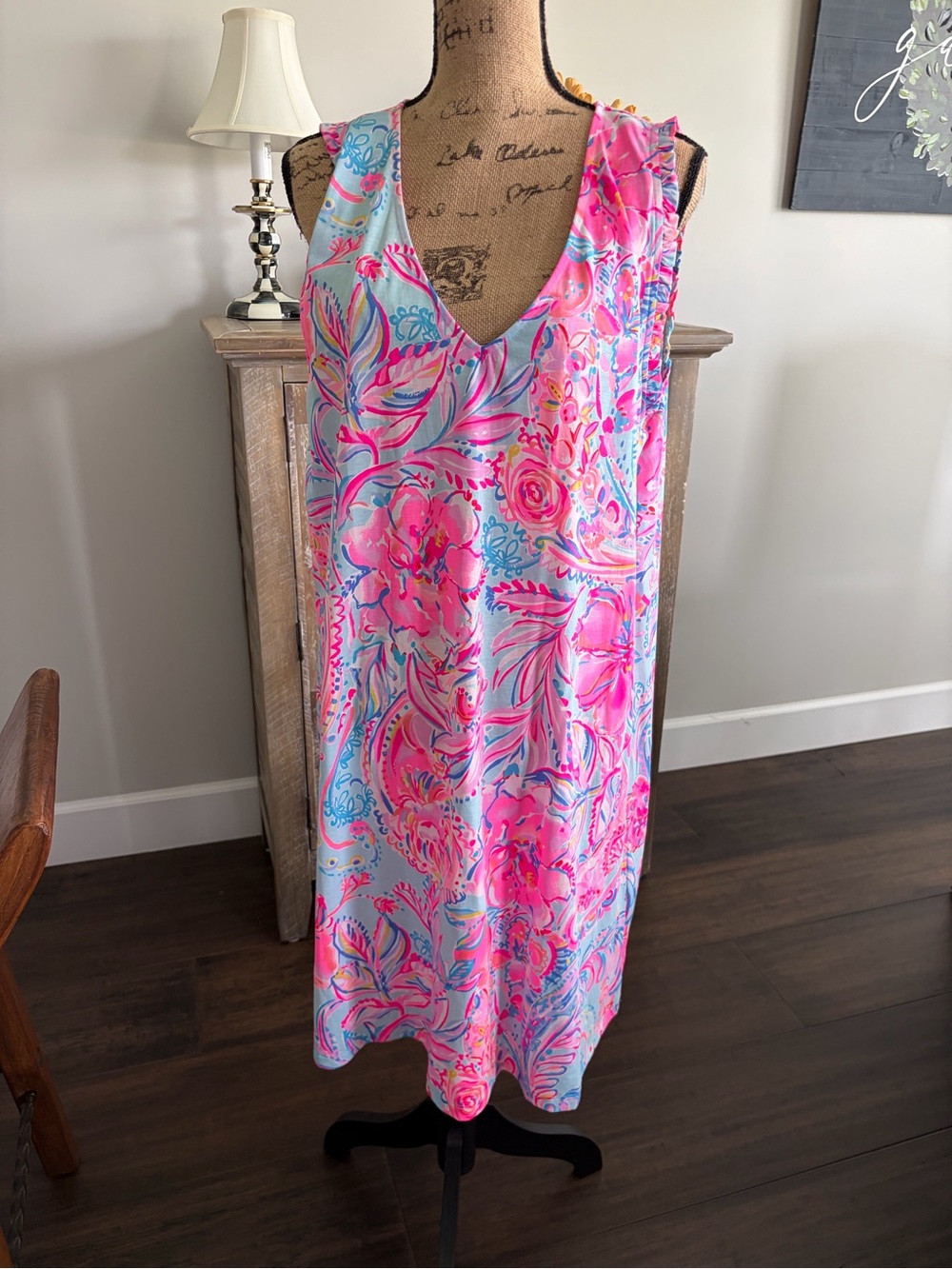 Lilly Pulitzer Pink & Aqua Floral Print Shift